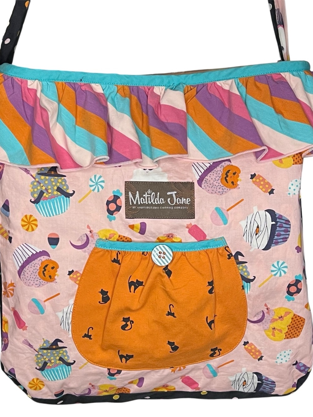 Matilda Jane Pink, Orange & Teal Halloween Treat Cotton Tote